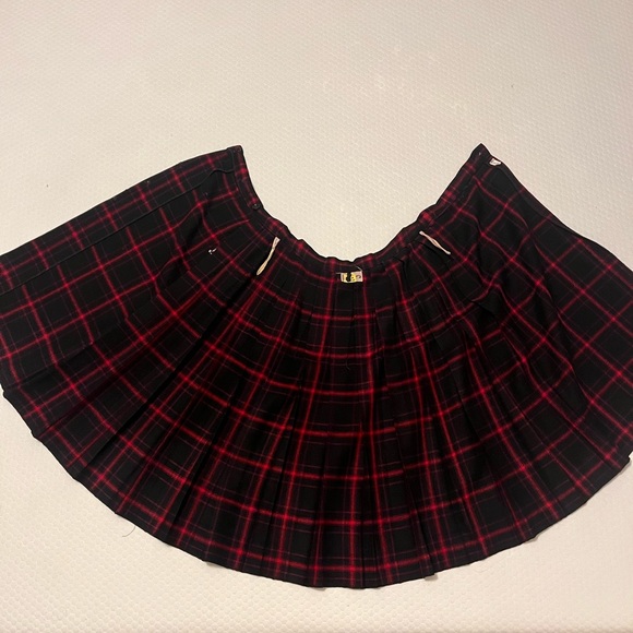 Vintage Pure Wool Plaid Pleated Skirt - Picture 2 of 3